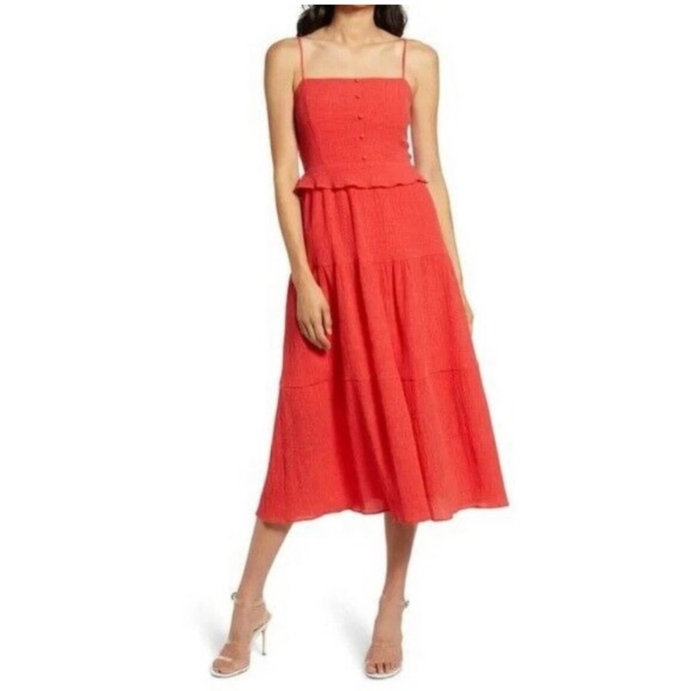Charles Henry Blood Orange Sleeveless Dress